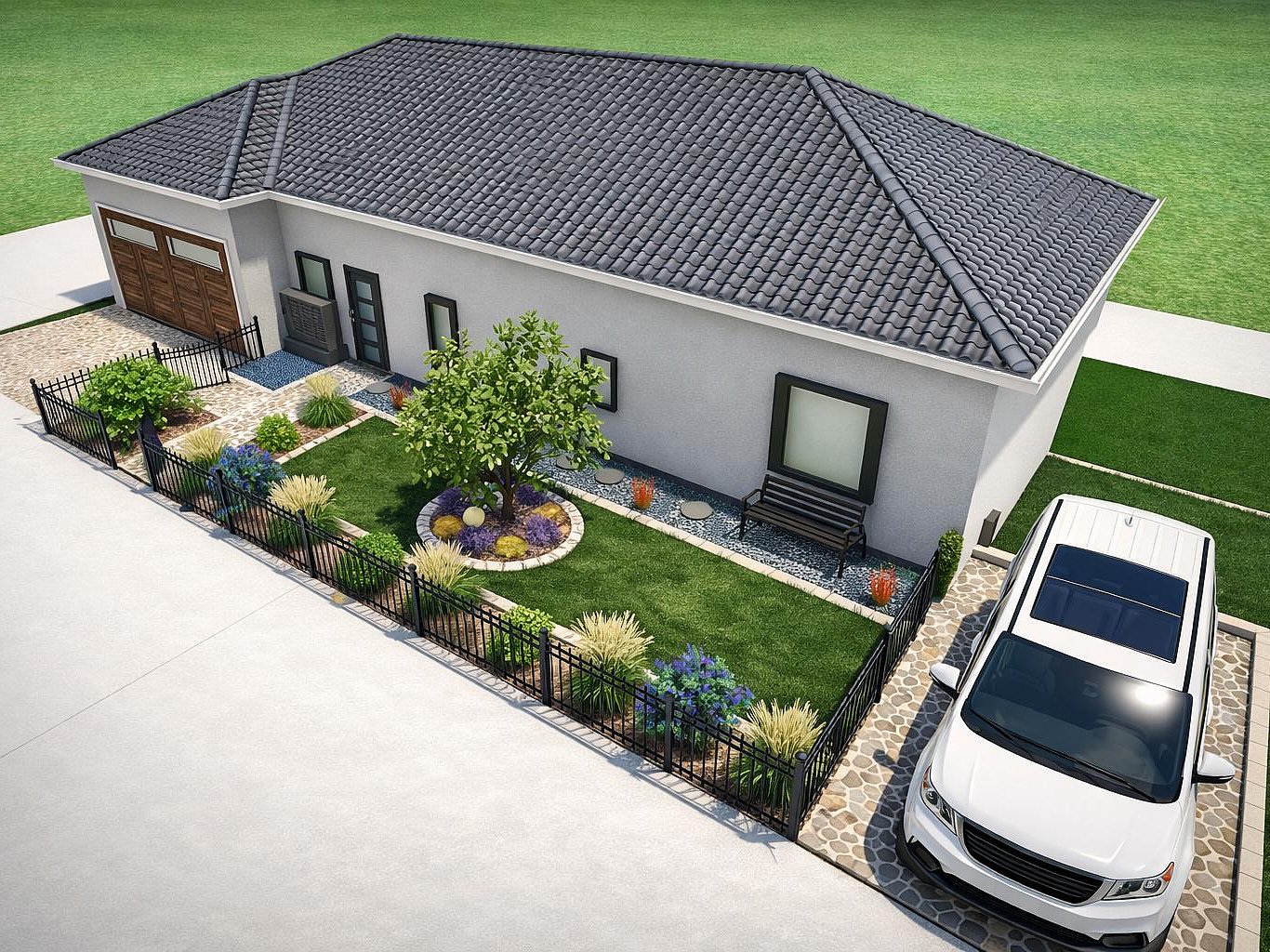 3D Gartenplanung Gesamtansicht 3D-Gesamtansicht eines Gartenprojekts - Aenderungen digital ohne Aufwand